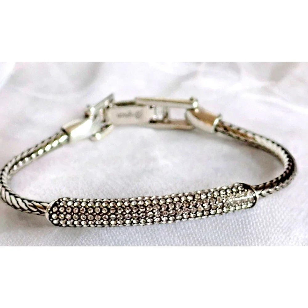 Brighton Meridian Blaze Collar Necklace & Bracelet Set Silver Tone Chain Crystal